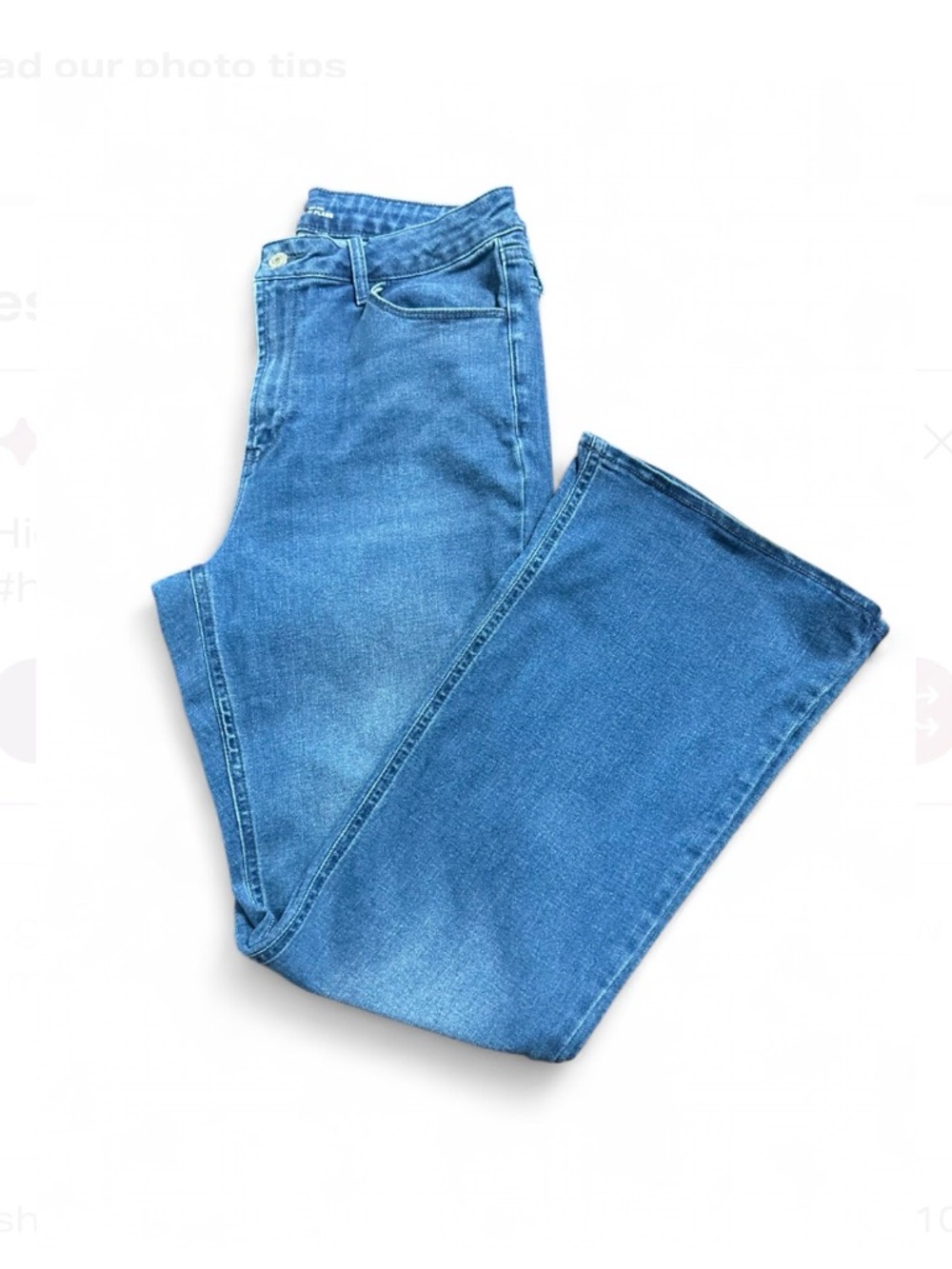 OLD NAVY Women’s Blue High-Rise Wide Leg Jeans 10, Stretch. - Picture 4 of 8